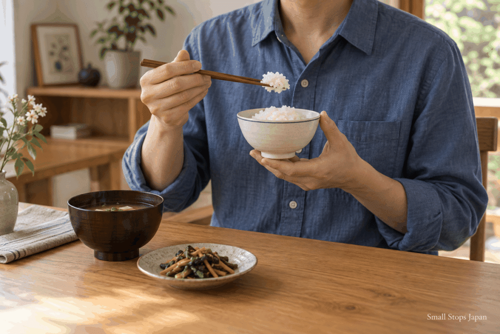 A Japanese Rice Bowl: Where Do Your Fingers Go?